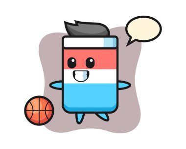 Silgi çizgi filminin resmi basketbol oynuyor.