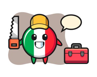 Bir ahşap işçisi olarak İtalyan bayrağı karakteri tasviri