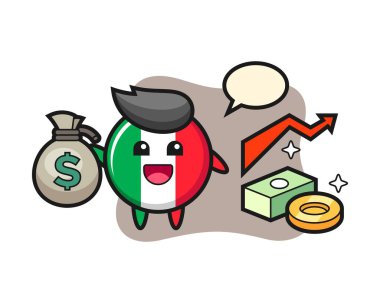 İtalya bayrak tasviri para çantası taşıyan karikatür