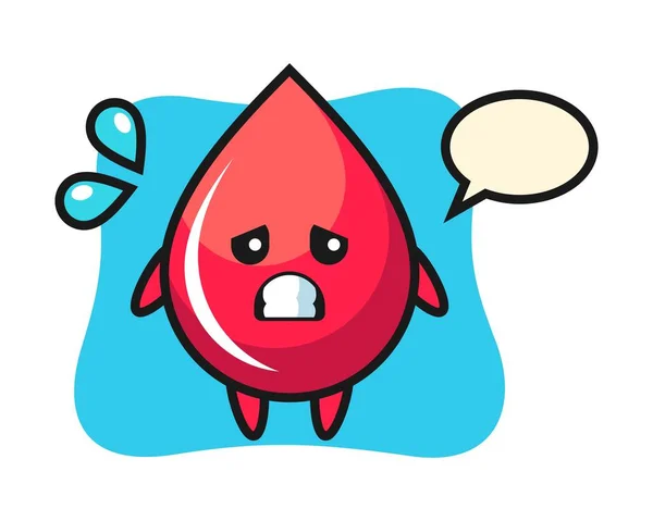 Blood Drop Mascot Character Afraid Gesture — Stock Vector