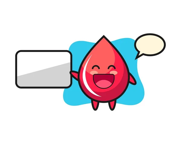 Blood Drop Cartoon Illustration Doing Presentation — Stock Vector