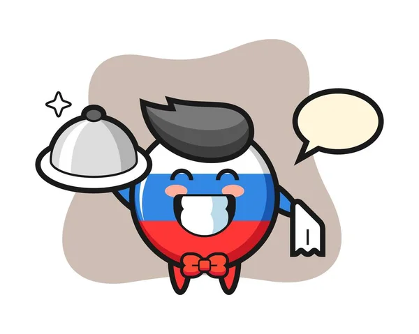 Character Mascot Russia Flag Badge Waiters — Stock Vector
