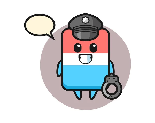 Kreslený Maskot Gumy Jako Policista — Stockový vektor