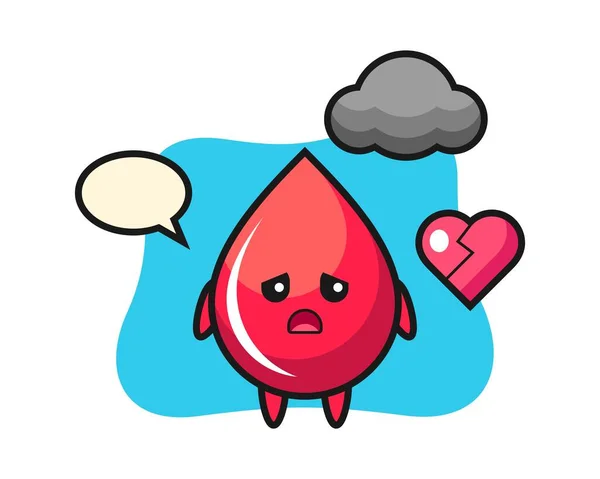 Gota Sangre Ilustración Dibujos Animados Corazón Roto — Vector de stock