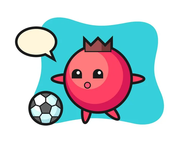 Karakter Cartoon Van Cranberry Speelt Voetbal — Stockvector