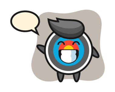 Hedef okçuluk çizgi film karakteri el hareketi yapıyor.