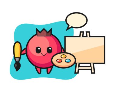 Bir ressam olarak kızılcık maskotu tasviri