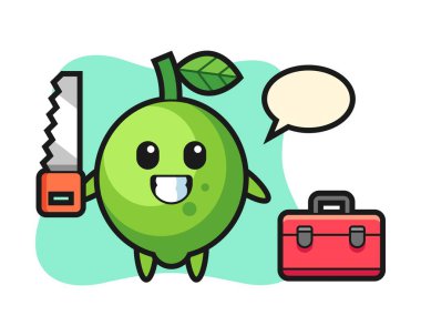Bir ahşap işçisi olarak limon karakteri tasviri