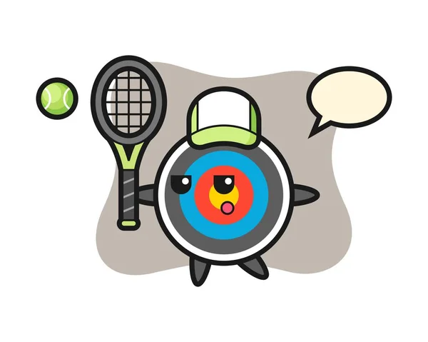 目标箭术作为网球运动员的卡通特征 — 图库矢量图片
