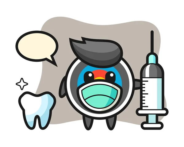 Carácter Mascota Del Tiro Con Arco Objetivo Como Dentista — Vector de stock