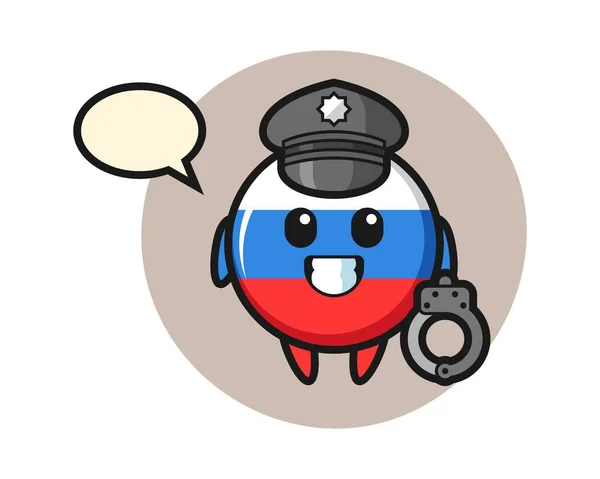 Karikatura Maskota Ruské Vlajky Odznak Jako Policie — Stockový vektor