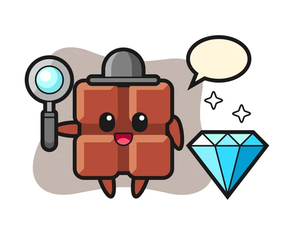 Ilustrace Čokoládové Tyčinky Diamantem — Stockový vektor