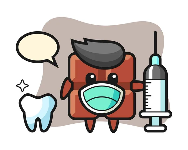 Carácter Mascota Barra Chocolate Como Dentista — Vector de stock