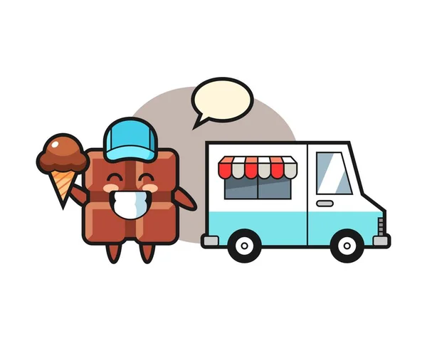 Mascot Cartoon Chocolate Bar Ice Cream Truck — Stock Vector