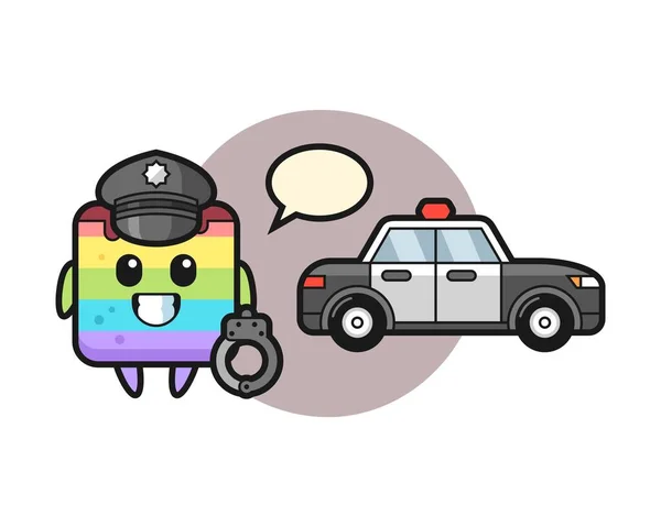Dibujos Animados Mascota Pastel Arco Iris Como Policía — Archivo Imágenes Vectoriales