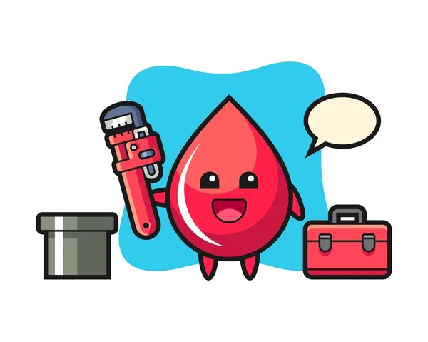 Εικόνα Χαρακτήρα Της Σταγόνα Αίματος Υδραυλικός — Διανυσματικό Αρχείο