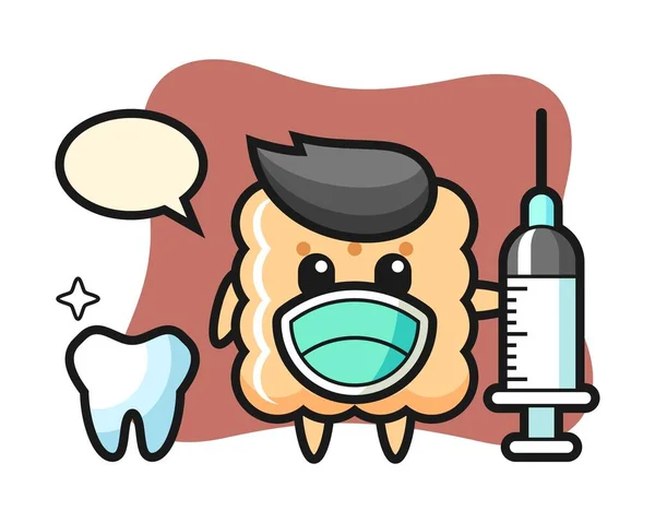 Caráter Mascote Biscoito Como Dentista —  Vetores de Stock