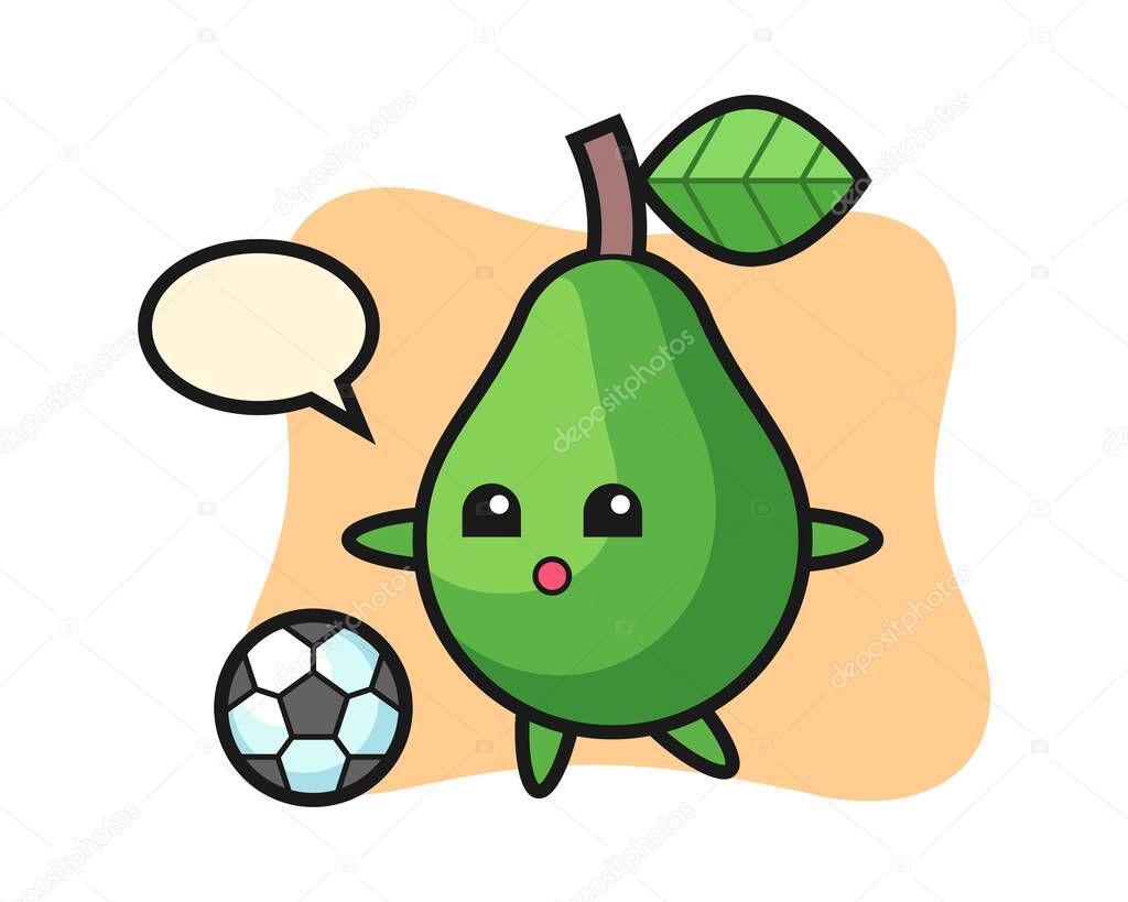 Illustration of avocado cartoon is playing soccer
