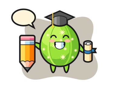 Kaktüs çizimi dev bir kalemle mezuniyet.