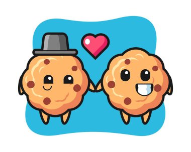 Çikolata parçacıklı kurabiye çizgi film karakteri aşık olan çift.