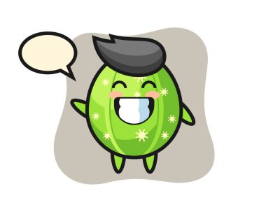 Kaktüs çizgi film karakteri el hareketi yapıyor.