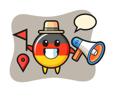 Alman bayrak rozetinin tur rehberi olarak karikatürü.