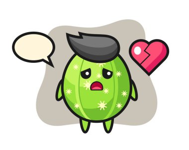 Kaktüs karikatür çizimi kırık kalptir.