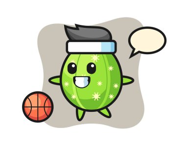 Kaktüs çizgi filmi basketbol oynuyor.
