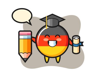 Almanya bayrak tasviri karikatürü dev bir kalemle mezuniyet.
