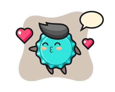 Şişe kapağı karakteri, öpüşme hareketi.