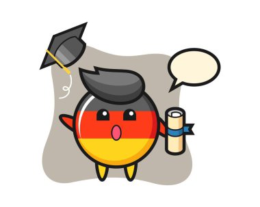 Mezuniyet töreninde şapkayı atan Alman bayrak karikatürü.