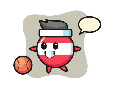 Avusturalya bayrağı karikatürü basketbol oynuyor.