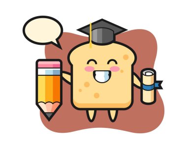 Ekmek çizimi dev bir kalemle mezuniyet.