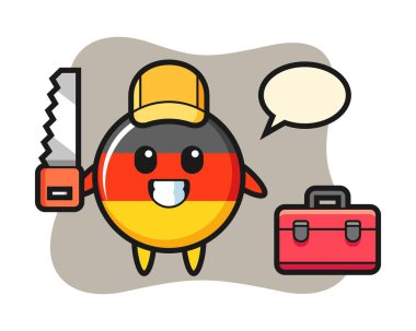 Bir marangoz olarak Alman bayrak rozeti karakteri