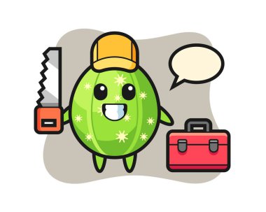 Kaktüs karakteri bir marangoz olarak resmedilmiş.