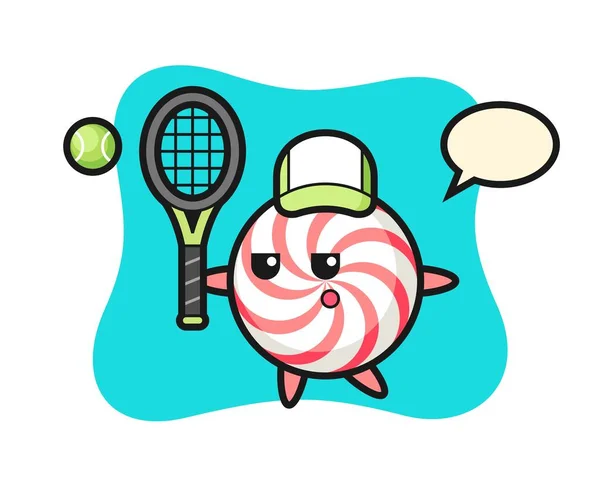 Cartoon Figur Von Bonbons Als Tennisspieler — Stockvektor