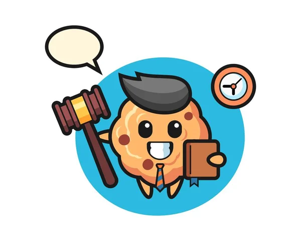 Mascote Desenhos Animados Biscoito Chocolate Chip Como Juiz — Vetor de Stock