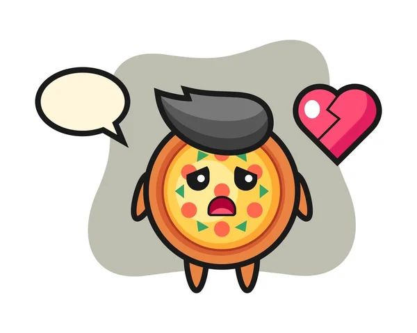 Pizza Ilustración Dibujos Animados Corazón Roto — Vector de stock
