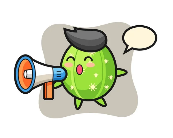 Cactus Karakter Illustratie Met Een Megafoon — Stockvector