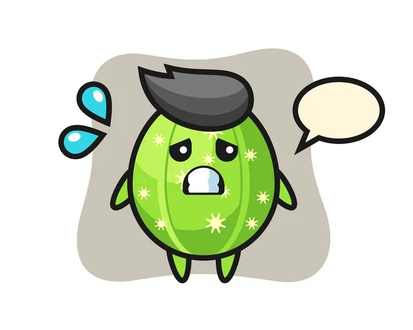 Mascotte Cactus Personnage Avec Geste Peur — Image vectorielle