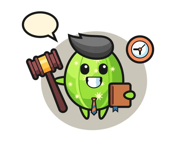 Desenhos Animados Mascote Cacto Como Juiz — Vetor de Stock