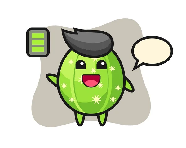 Cactus Mascote Personagem Com Gesto Energético — Vetor de Stock