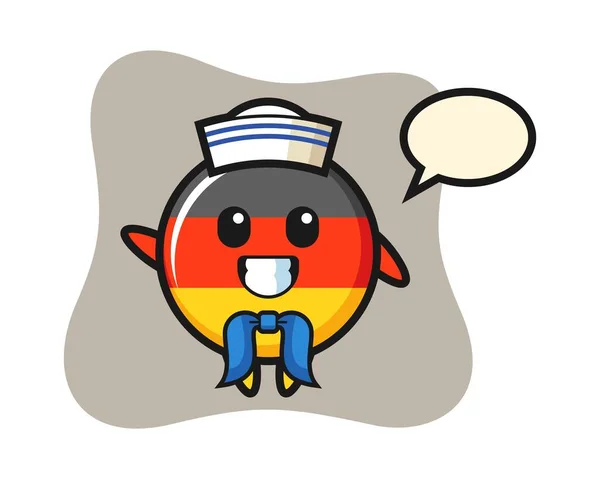 Personaje Mascota Insignia Bandera Alemania Como Marinero — Archivo Imágenes Vectoriales