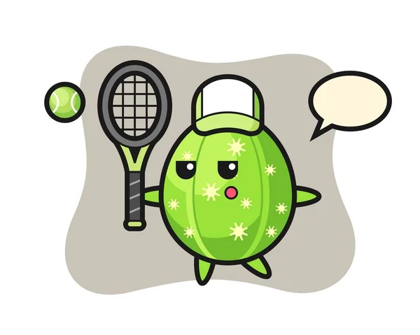 Zeichentrickfigur Kaktus Als Tennisspieler — Stockvektor