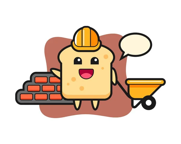 Personagem Desenhos Animados Pão Como Construtor —  Vetores de Stock