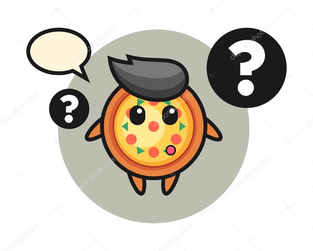 Cartoon illustration of pizza with the question mark