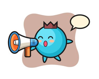 Yaban mersini karakteri çizimi bir megafon tutuyor.