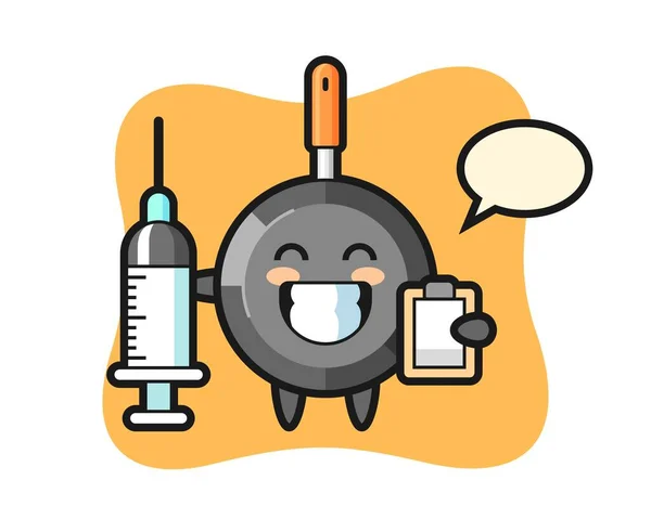 Mascota Ilustración Sartén Como Médico — Vector de stock