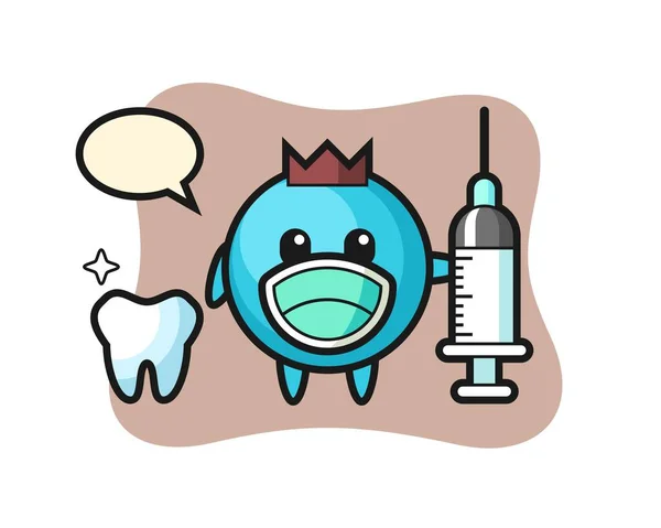 Caráter Mascote Mirtilo Como Dentista —  Vetores de Stock