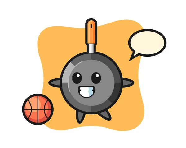 Illustration Stekpanna Tecknad Att Spela Basket — Stock vektor